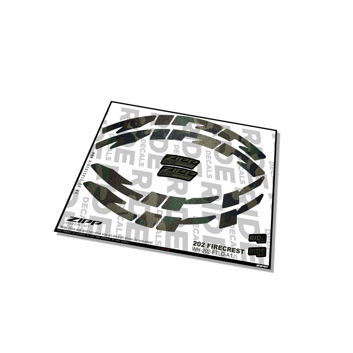 Zipp 202 Firecrest Rim Decals- Camo- ride decals