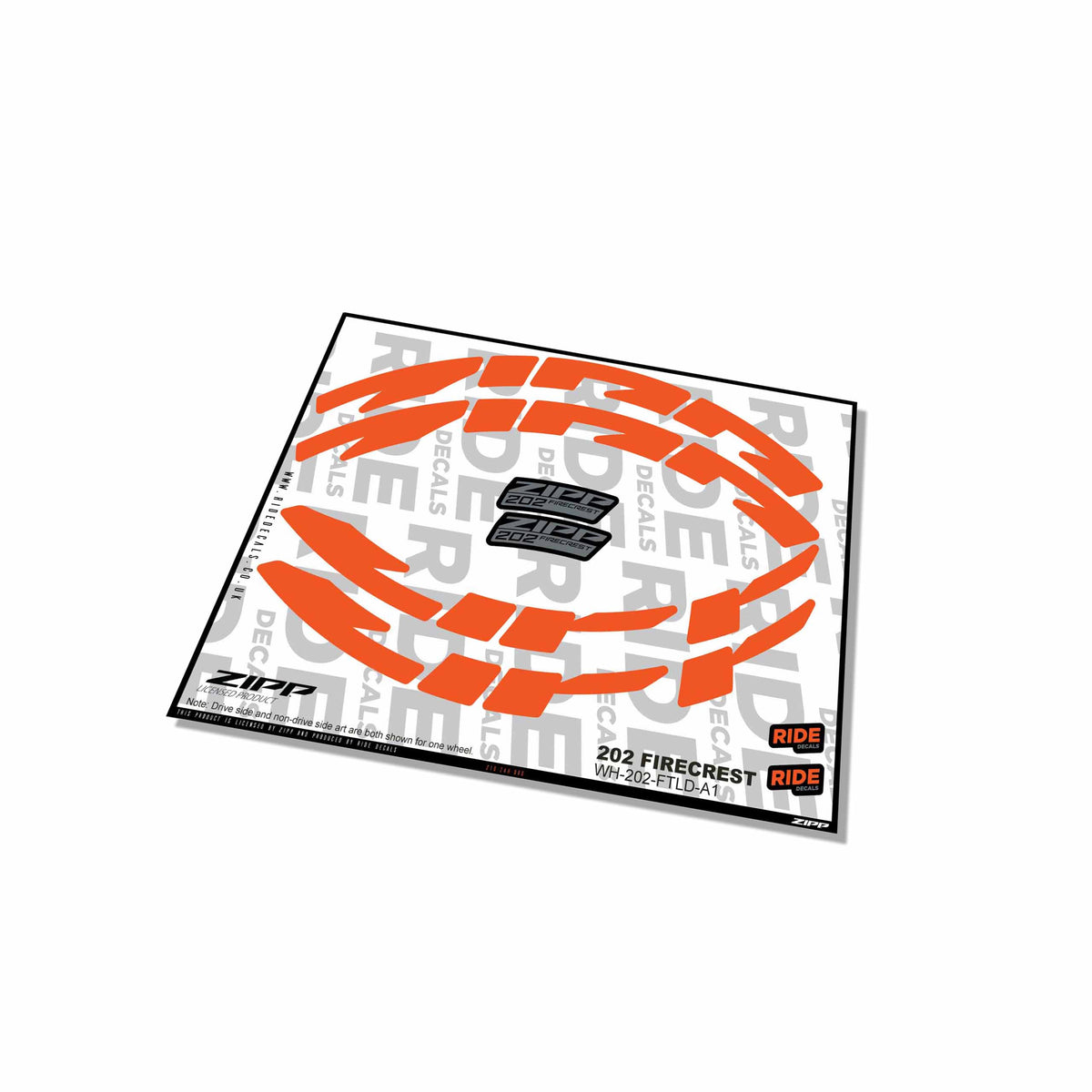 Zipp 202 Firecrest Rim Decals- Orange- ride decals