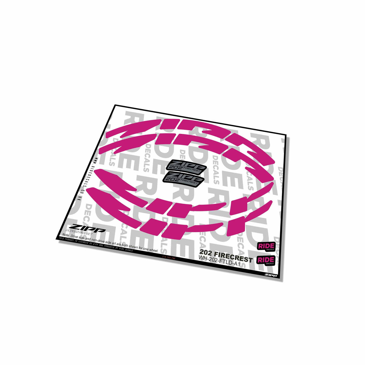 Zipp 202 Firecrest Rim Decals- Pink- ride decals