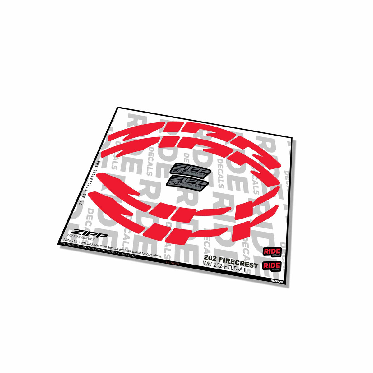 Zipp 202 Firecrest Rim Decals- Red- ride decals