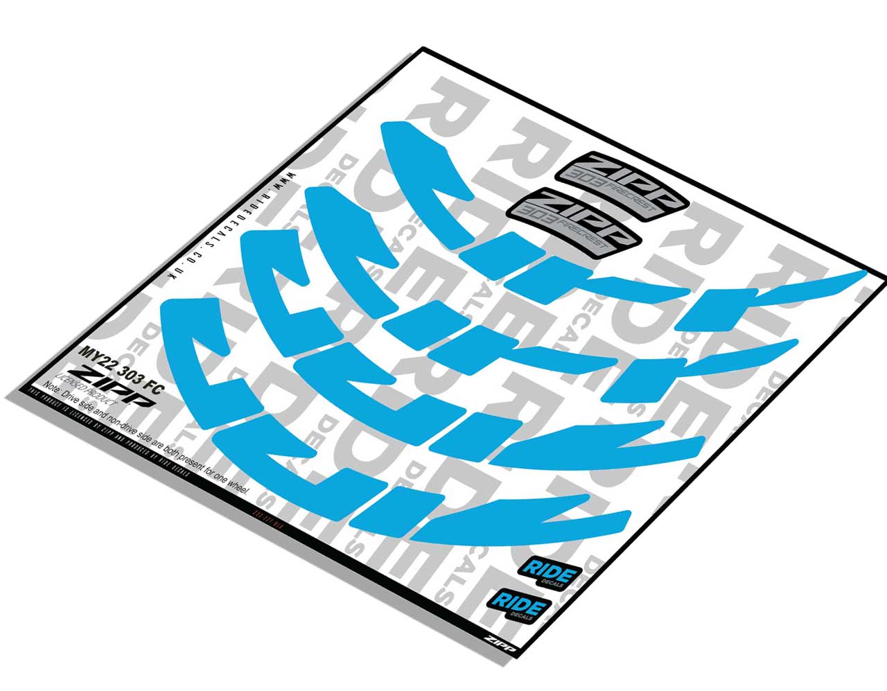 Zipp 303 Firecrest Rim Decals- Blue- ride decals