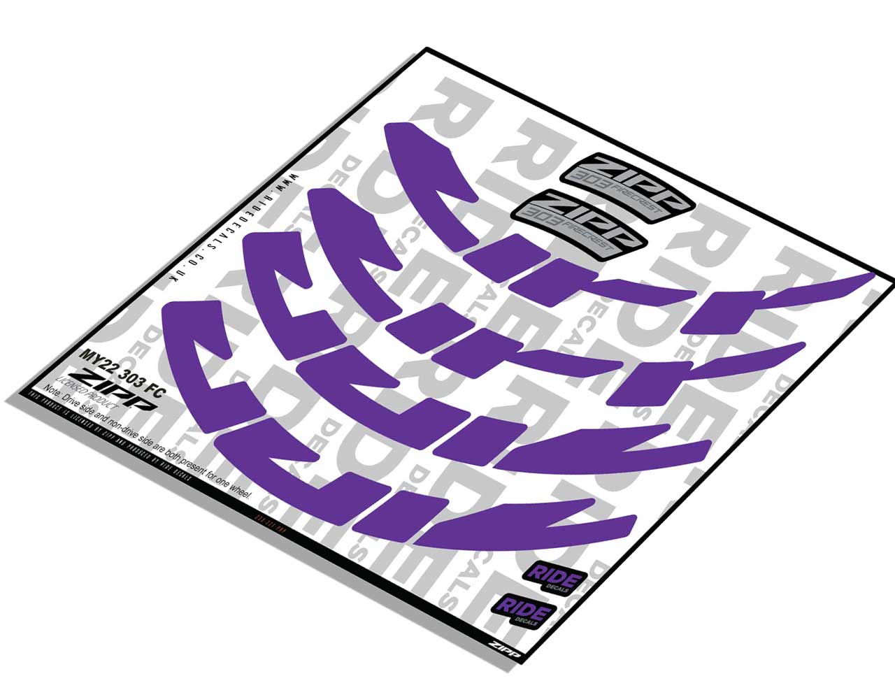 Zipp 303 Firecrest Rim Decals- Purple- ride decals
