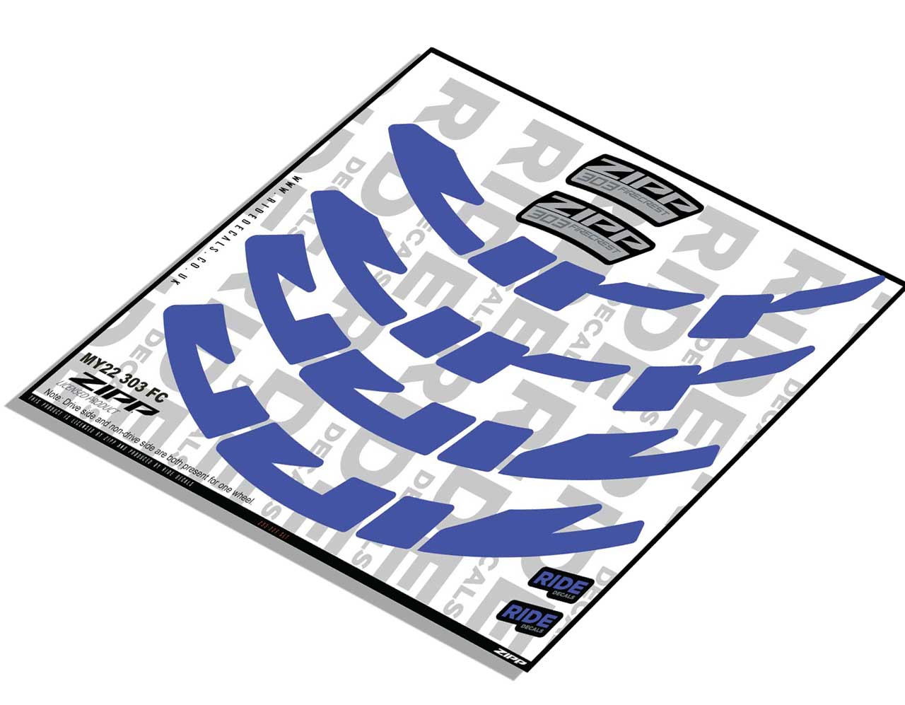 Zipp 303 Firecrest Rim Decals- Slate- ride decals