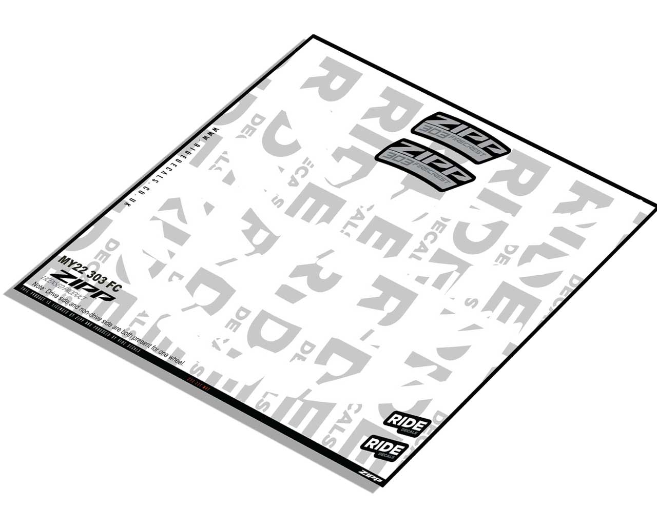 Zipp 303 Firecrest Rim Decals- White- ride decals