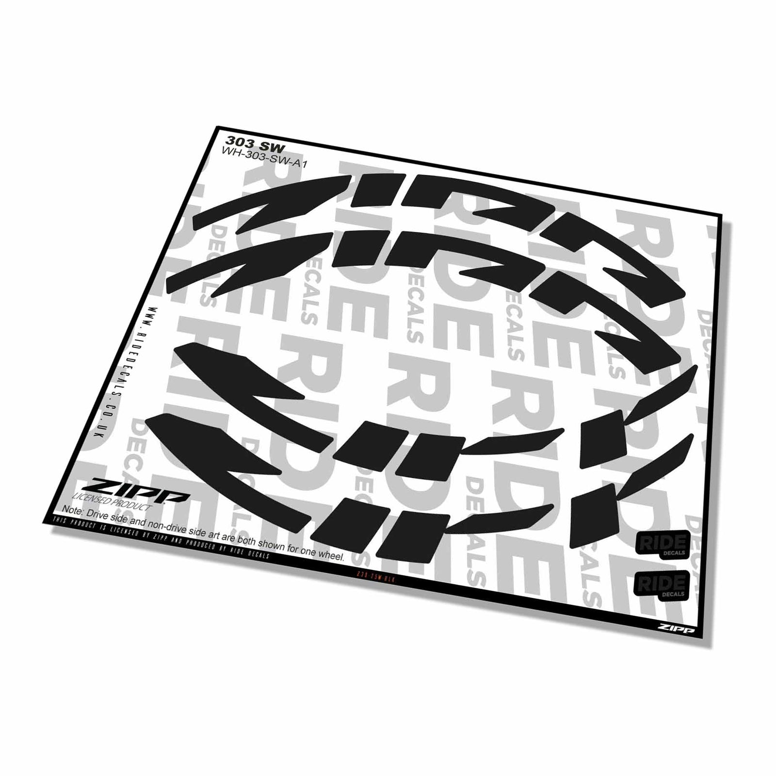Zipp 303 SW Rim Decals- Black- ride decals