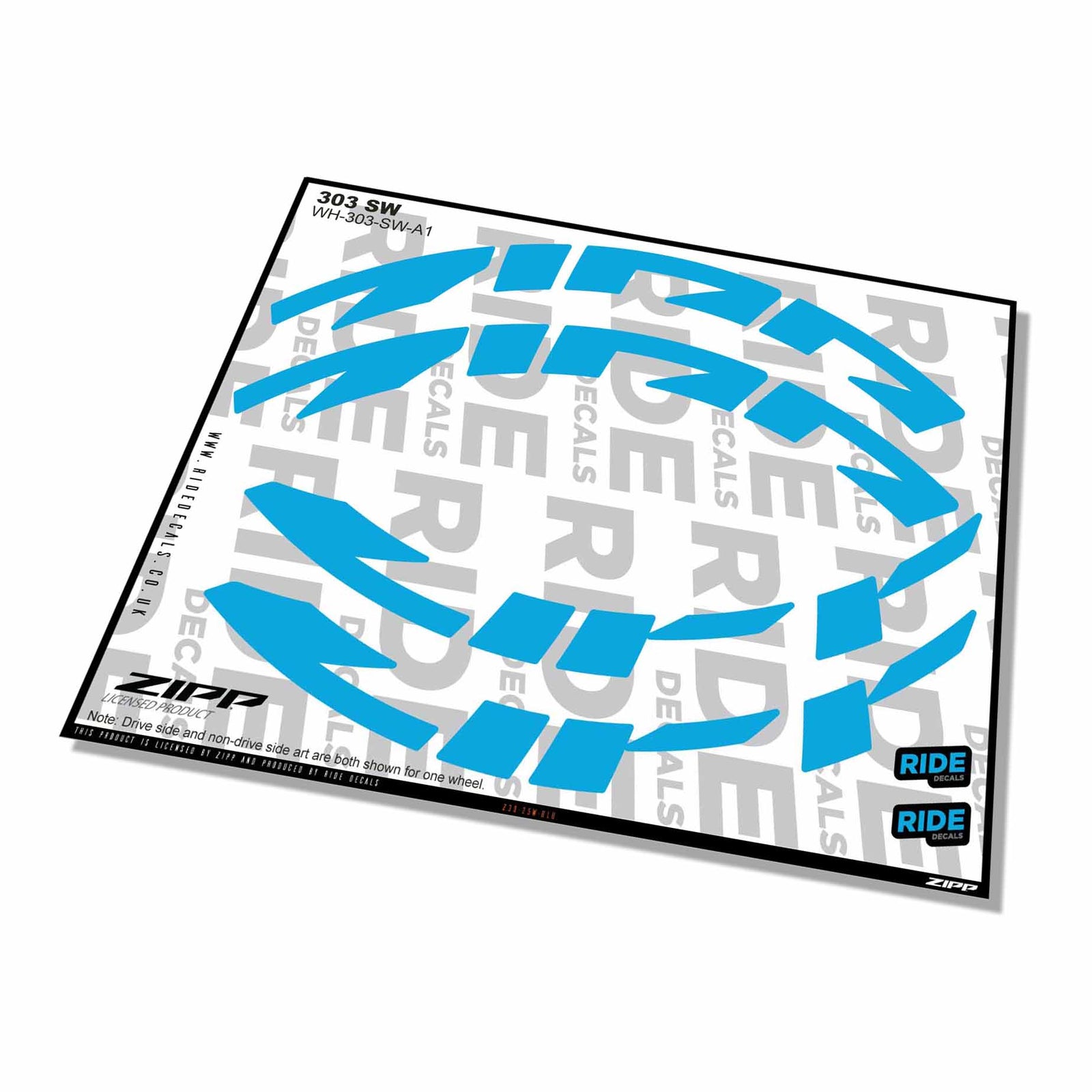 Zipp 303 SW Rim Decals- Blue- ride decals