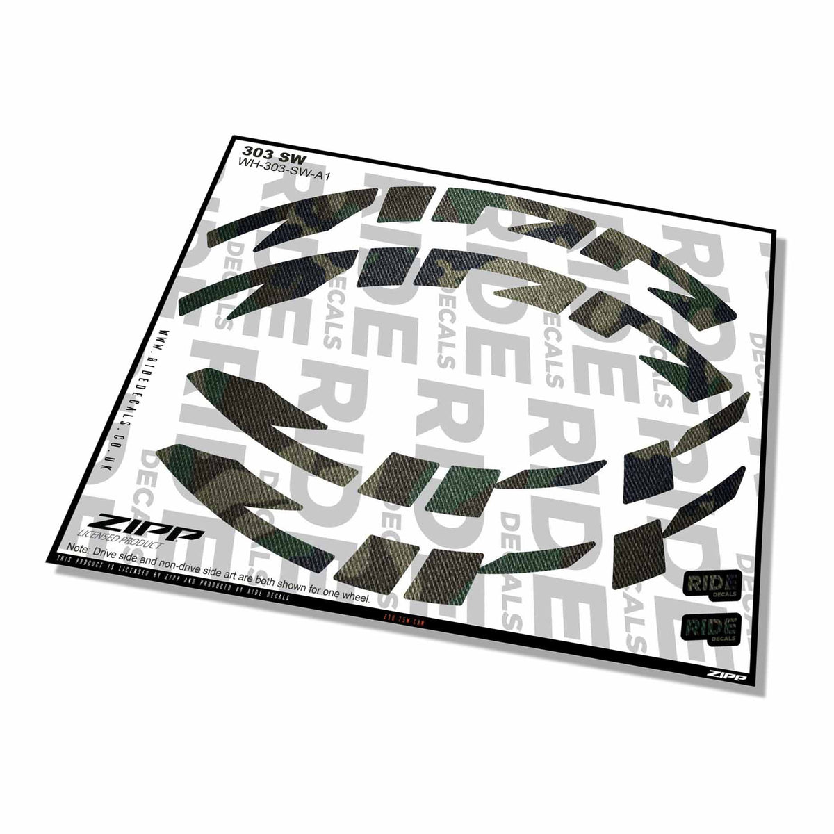 Zipp 303 SW Rim Decals- Camo- ride decals