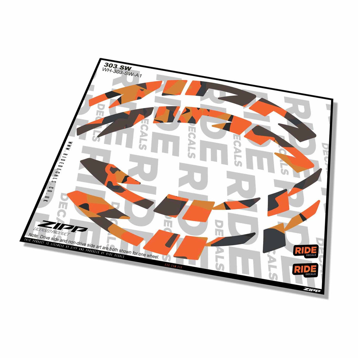 Zipp 303 SW Rim Decals- Fire Camo- ride decals