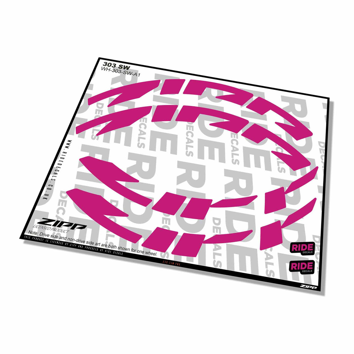 Zipp 303 SW Rim Decals- Pink- ride decals