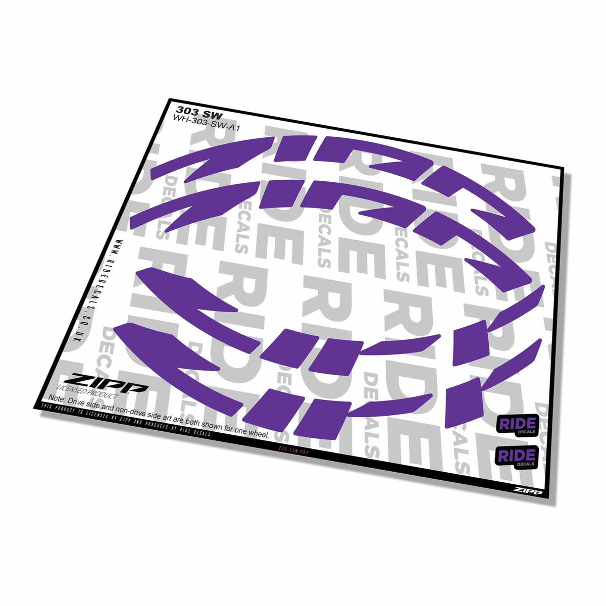 Zipp 303 SW Rim Decals- Purple- ride decals