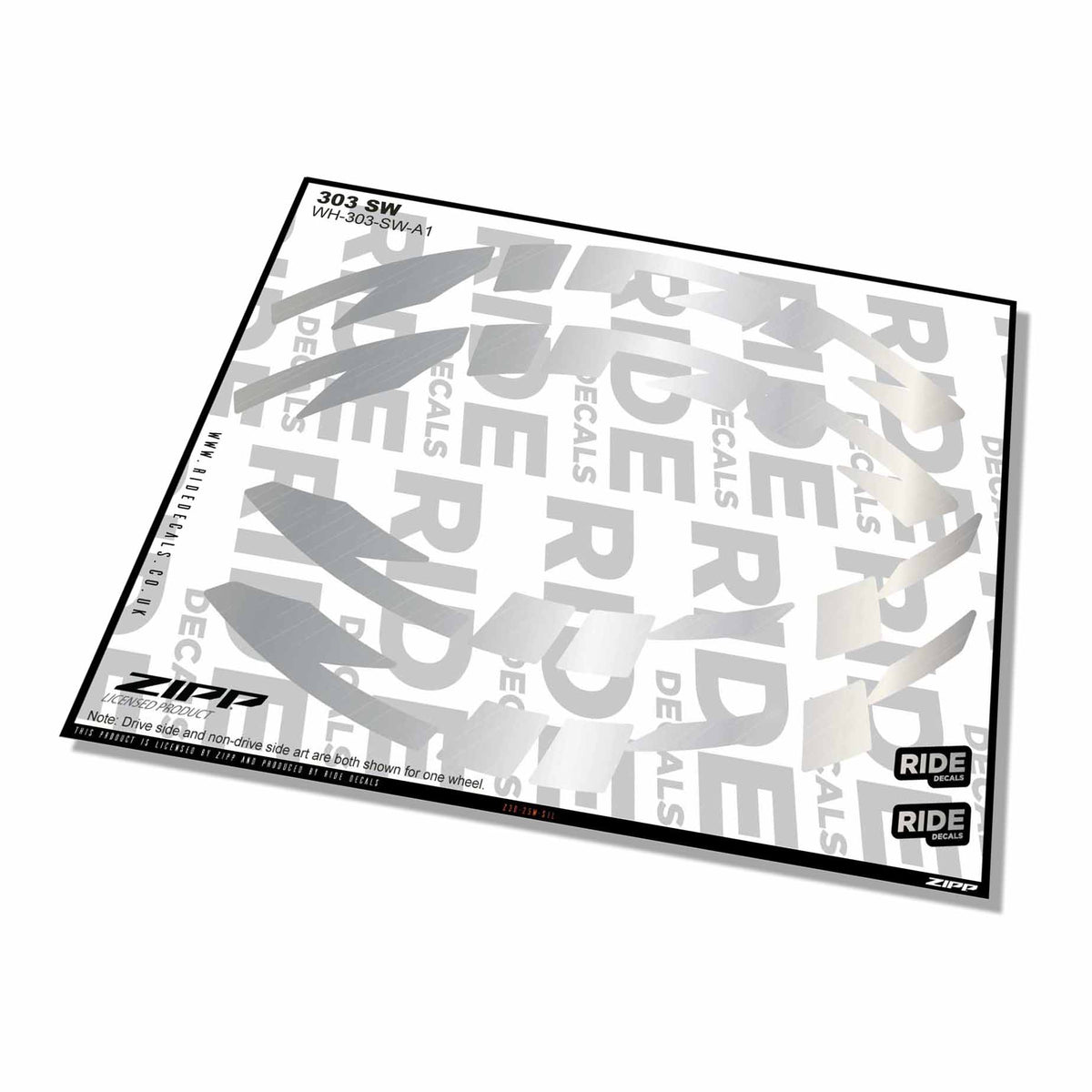 Zipp 303 SW Rim Decals- Silver- ride decals