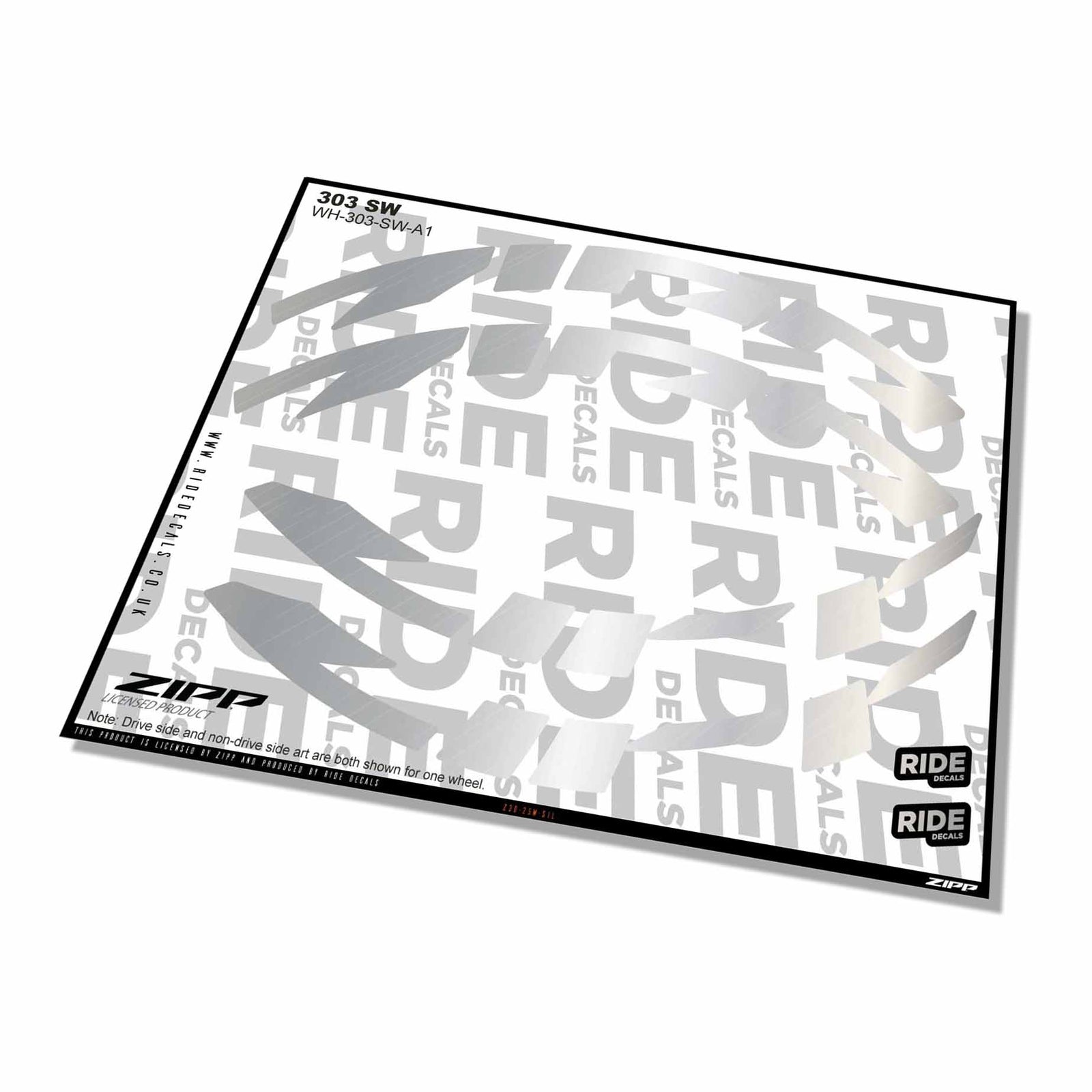Zipp 303 SW Rim Decals- Silver- ride decals
