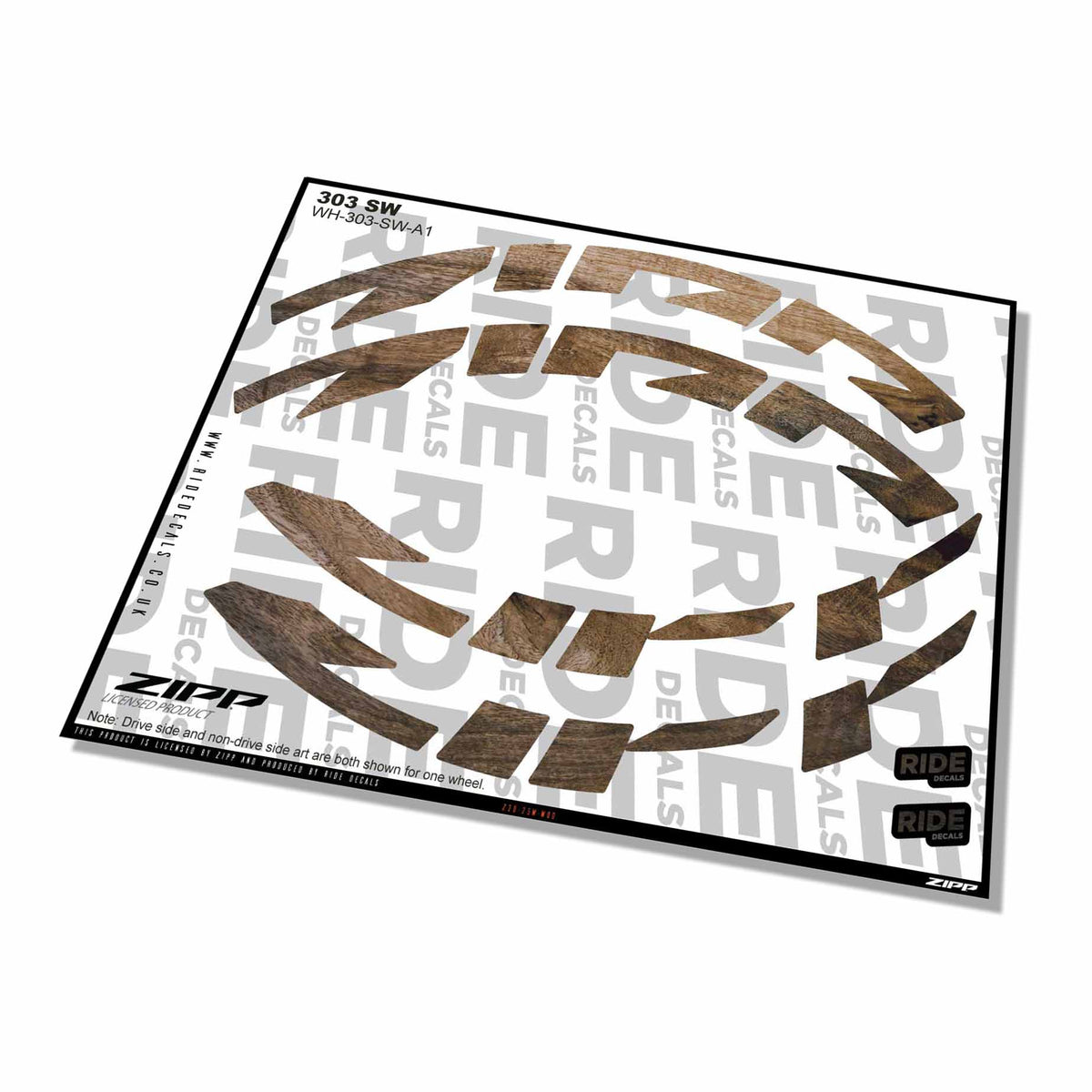 Zipp 303 SW Rim Decals- Woodgrain- ride decals