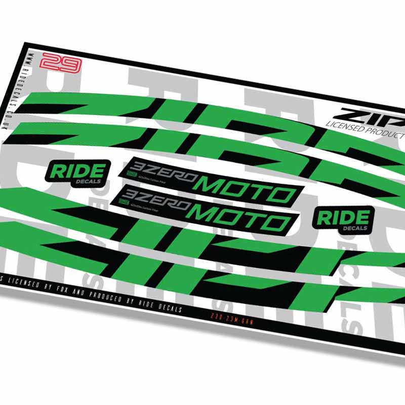 Zipp 3Zero Moto 29 Rim Decals- Green- ride decals