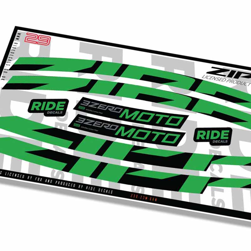 Zipp 3Zero Moto 29 Rim Decals- Green- ride decals