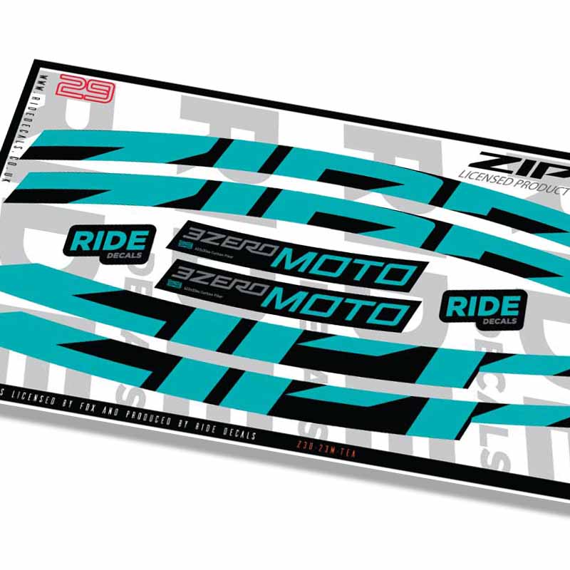 Zip Rim Sticker Zipp 3Zero Moto 29 Rim Decals Teal - Ride Decals /Licensed by Zipp