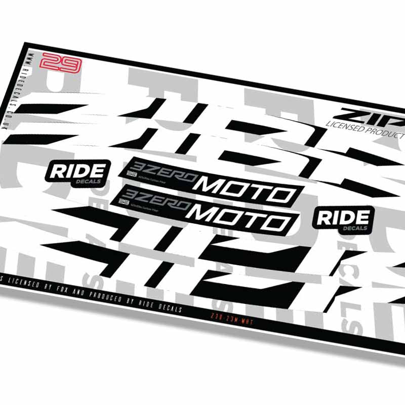 Zipp 3Zero Moto 29 Rim Decals- White- ride decals