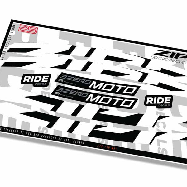 Zipp 3Zero Moto 29 Rim Decals White - Ride Decals /Licensed by Zipp