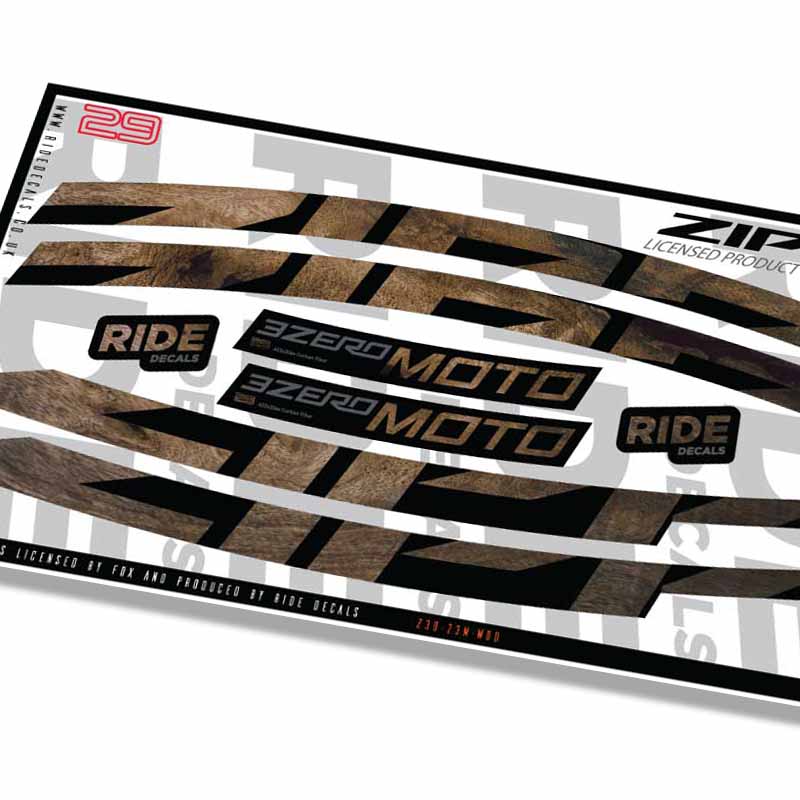 Zipp 3Zero Moto 29 Rim Decals- Woodgrain- ride decals