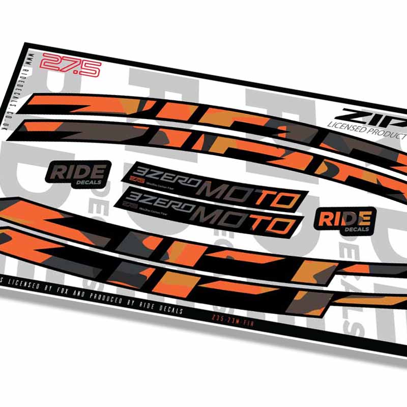 Zipp 3zero Moto 27.5 Rim Decals- Fire Camo- ride decals