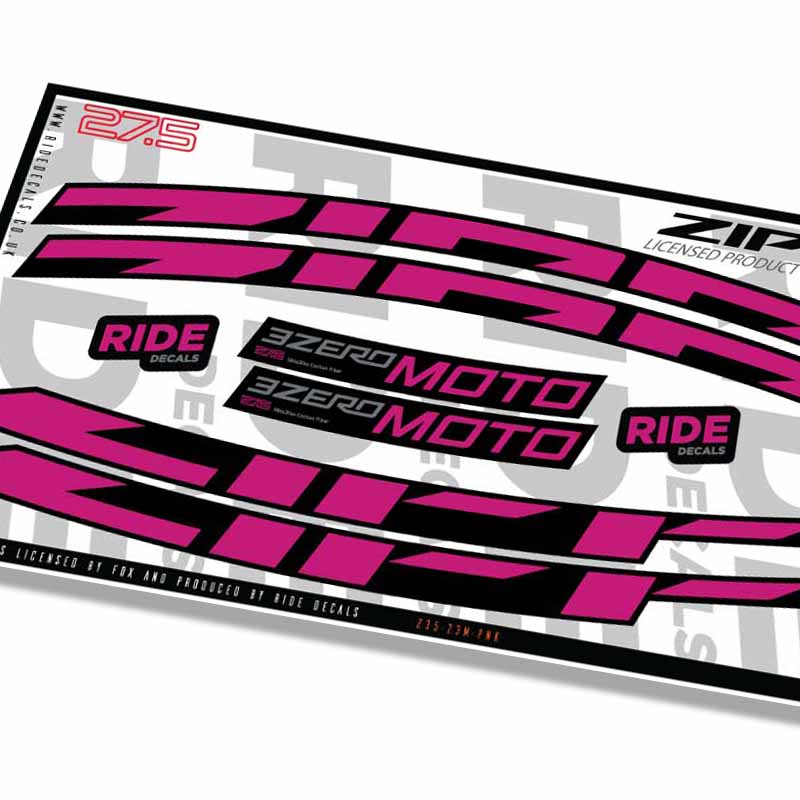 Zipp 3zero Moto 27.5 Rim Decals- Pink- ride decals