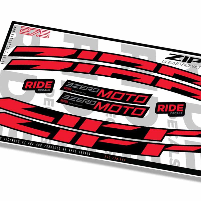 Zipp 3zero Moto 27.5 Rim Decals- Red- ride decals