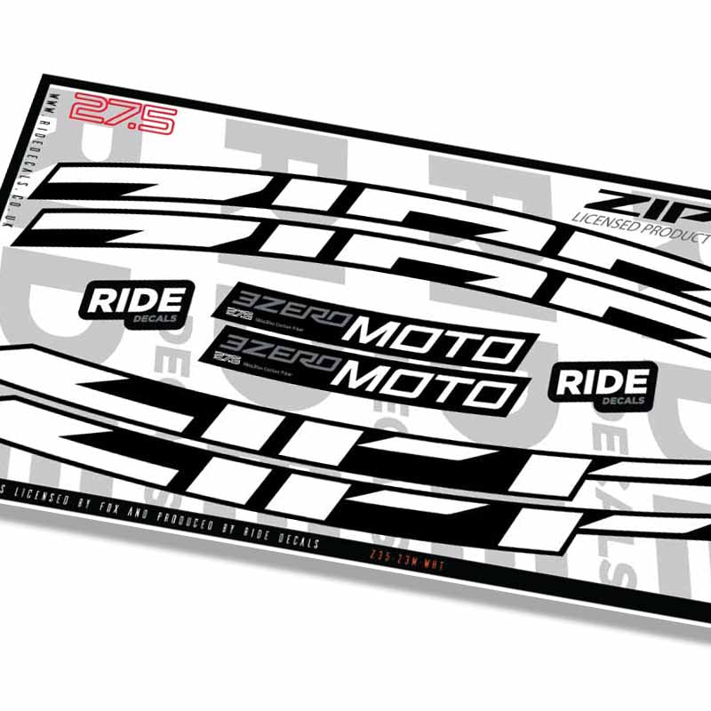 Zipp 3zero Moto 27.5 Rim Decals- White- ride decals