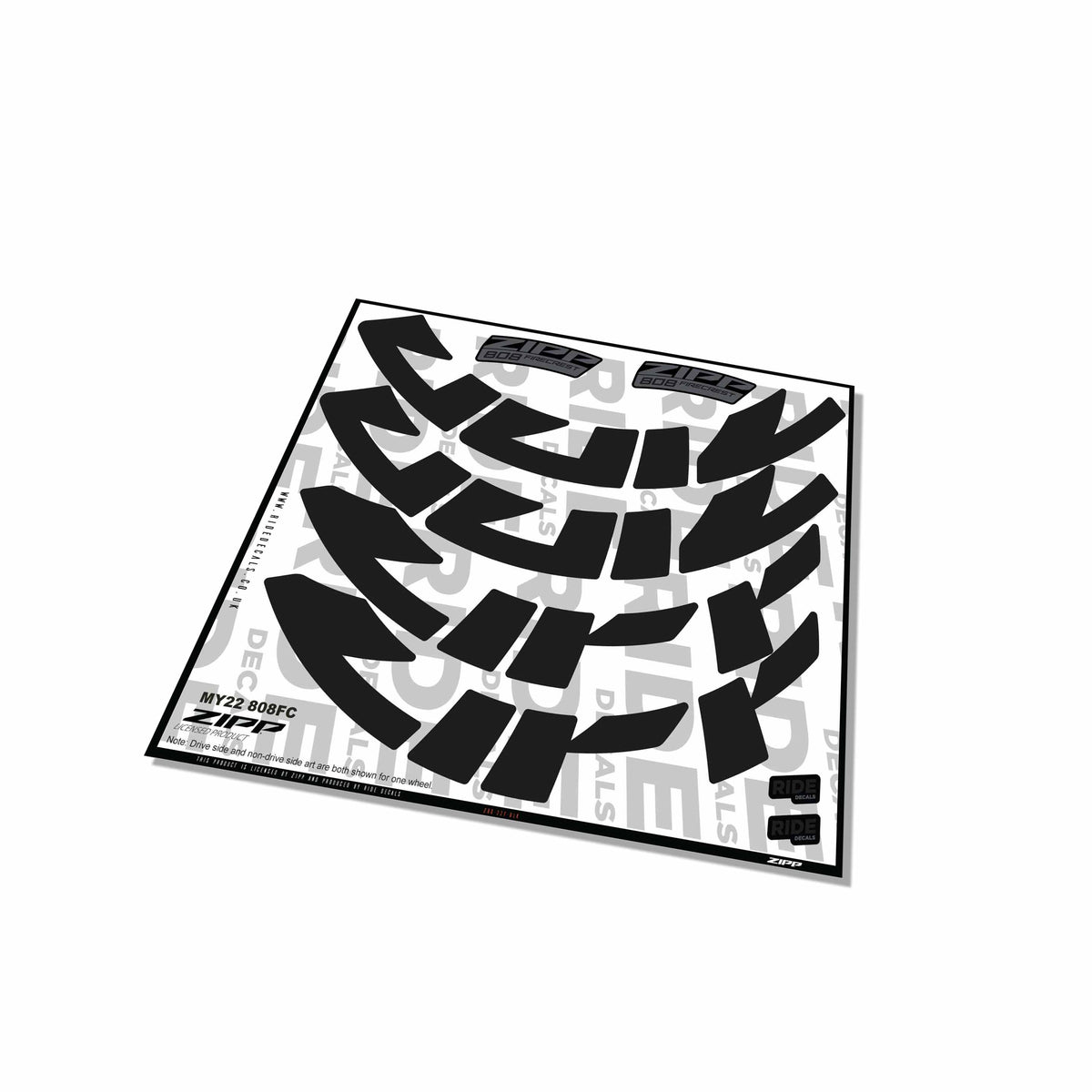 Zipp 808 Firecrest Rim Decals- Black- ride decals