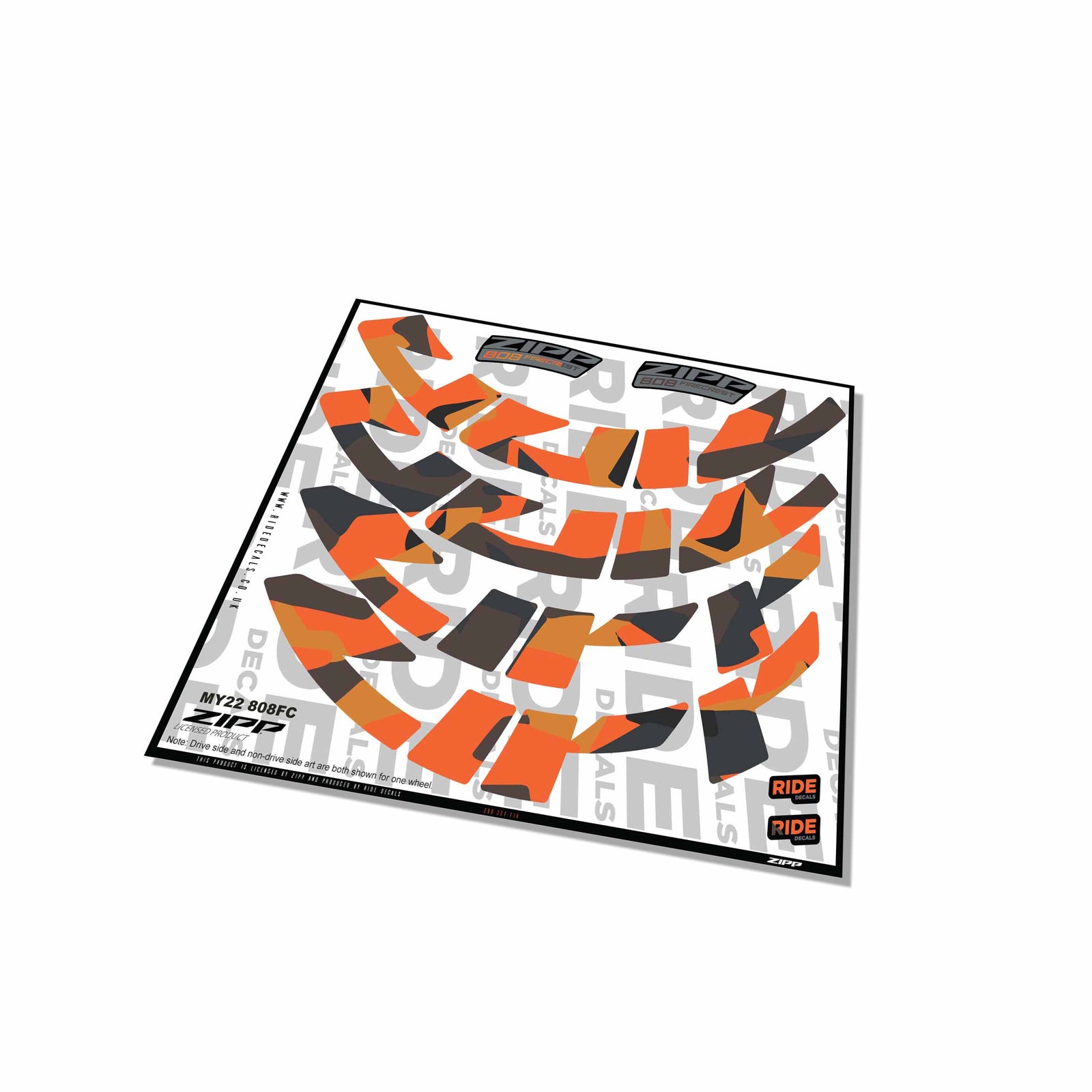 Zipp 808 Firecrest Rim Decals- Fire Camo- ride decals