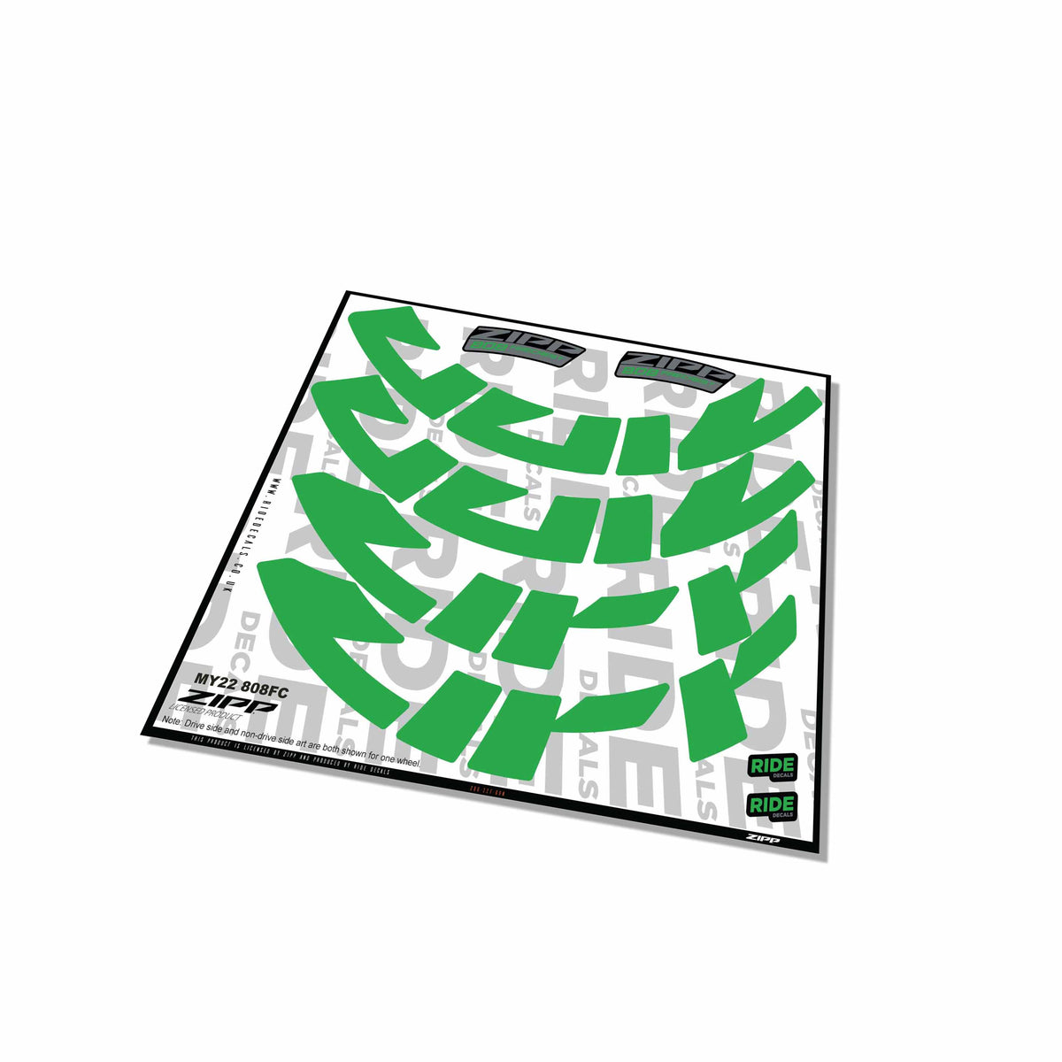 Zipp 808 Firecrest Rim Decals- Green- ride decals