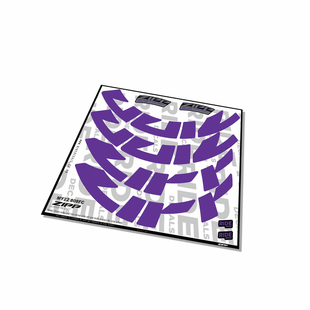 Zipp 808 Firecrest Rim Decals- Purple- ride decals