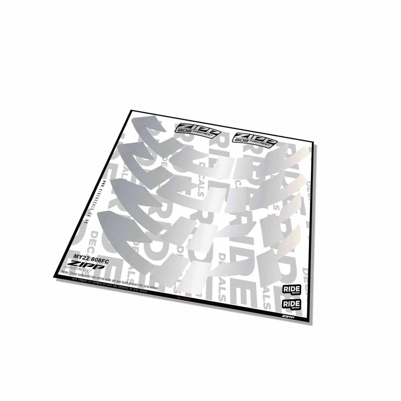 Zipp 808 Firecrest Rim Decals- Silver- ride decals