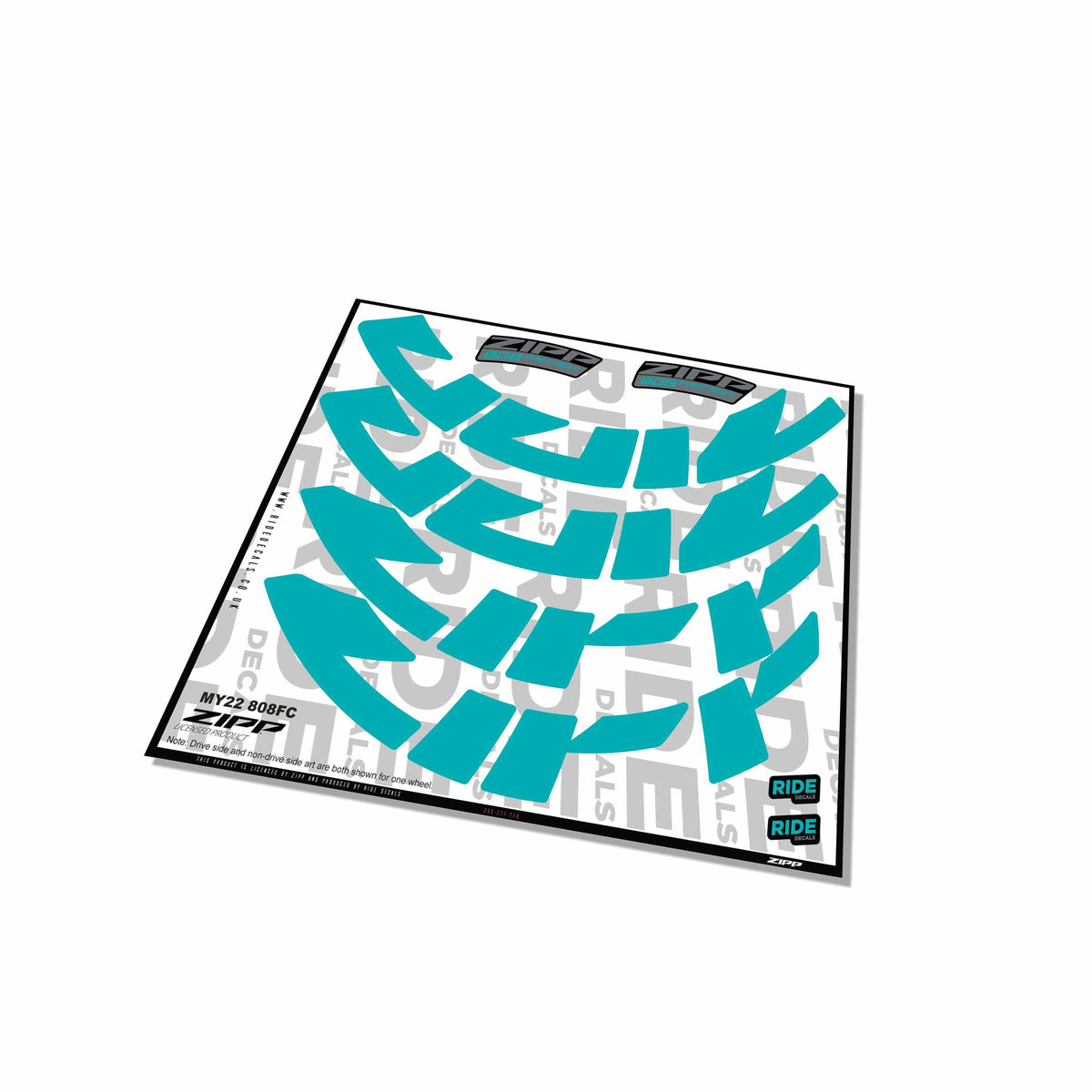 Zipp 808 Firecrest Rim Decals- Teal- ride decals