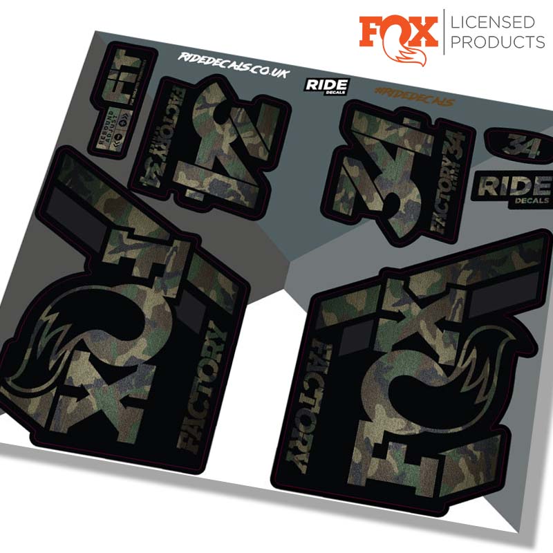 Fox 34 Fork Stickers, 2018 -Camo - Ride Decals