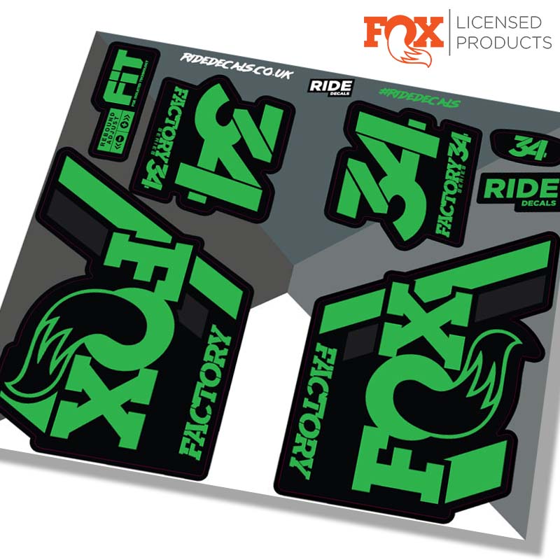 Fox 34 Fork Stickers, 2018 -green - Ride Decals