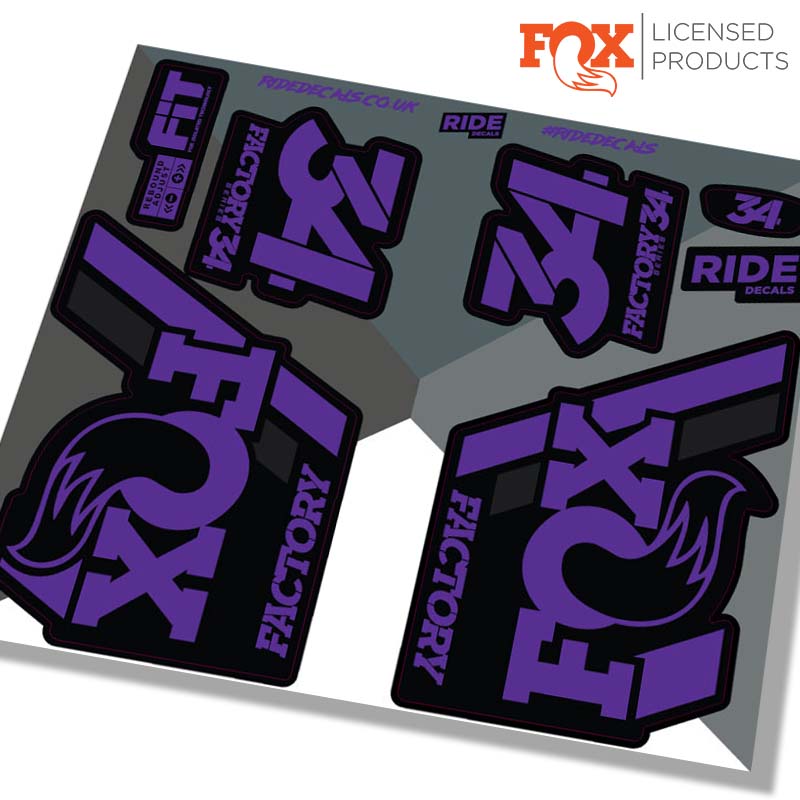 Fox 34 Fork Stickers, 2018 -Purple - Ride Decals