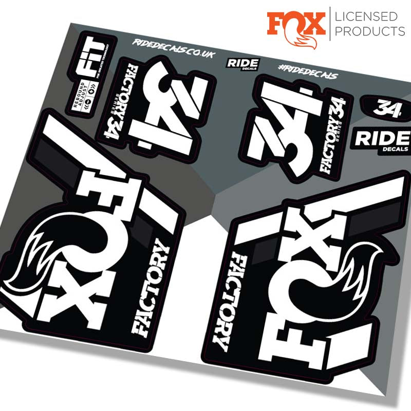 Fox 34 Fork Stickers, 2018 -White - Ride Decals