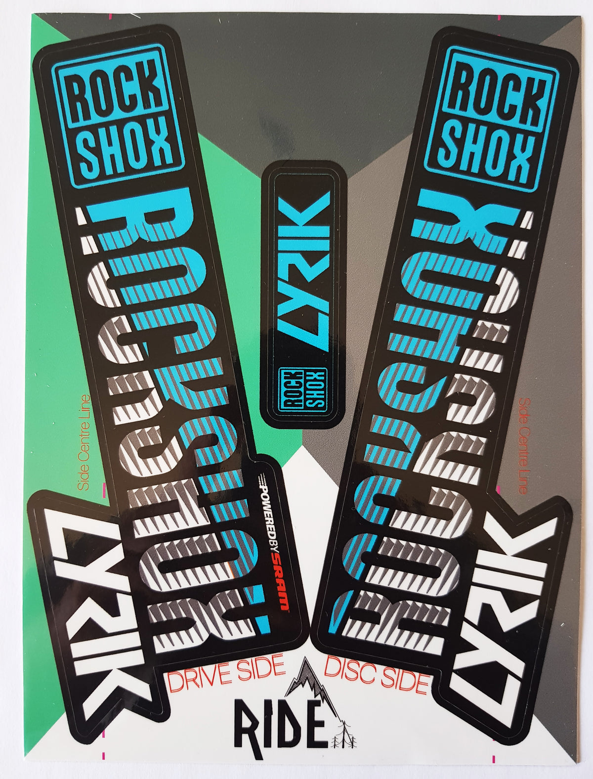 blue rockshox lyrik stickers - ride decals