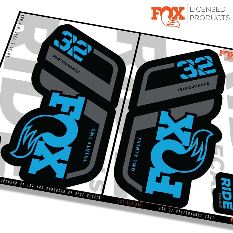 Fox 32 performance fork Stickers- blue- ride decals
