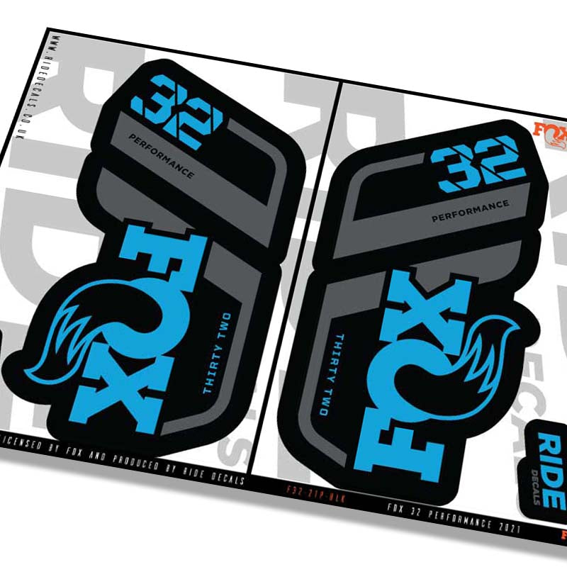 Fox 32 performance fork decals- blue- ride decals