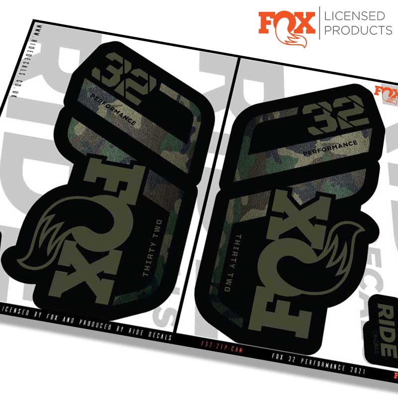 Fox 32 performance fork Stickers- camo- ride decals