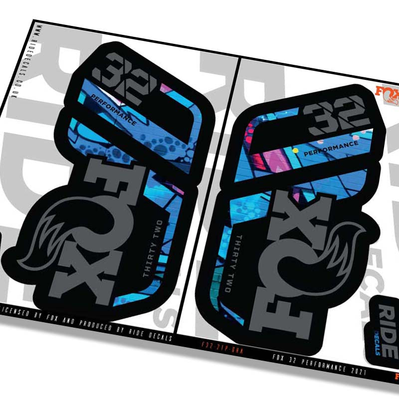 Trackcore Stickers Fox 32 Performance Fork Decals Graffiti - Ride Decals /Licensed by Fox