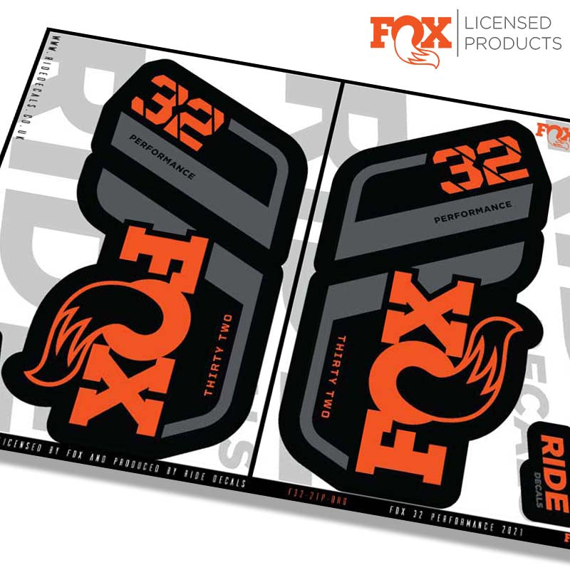 Fox 32 performance fork Stickers- orange- ride decals