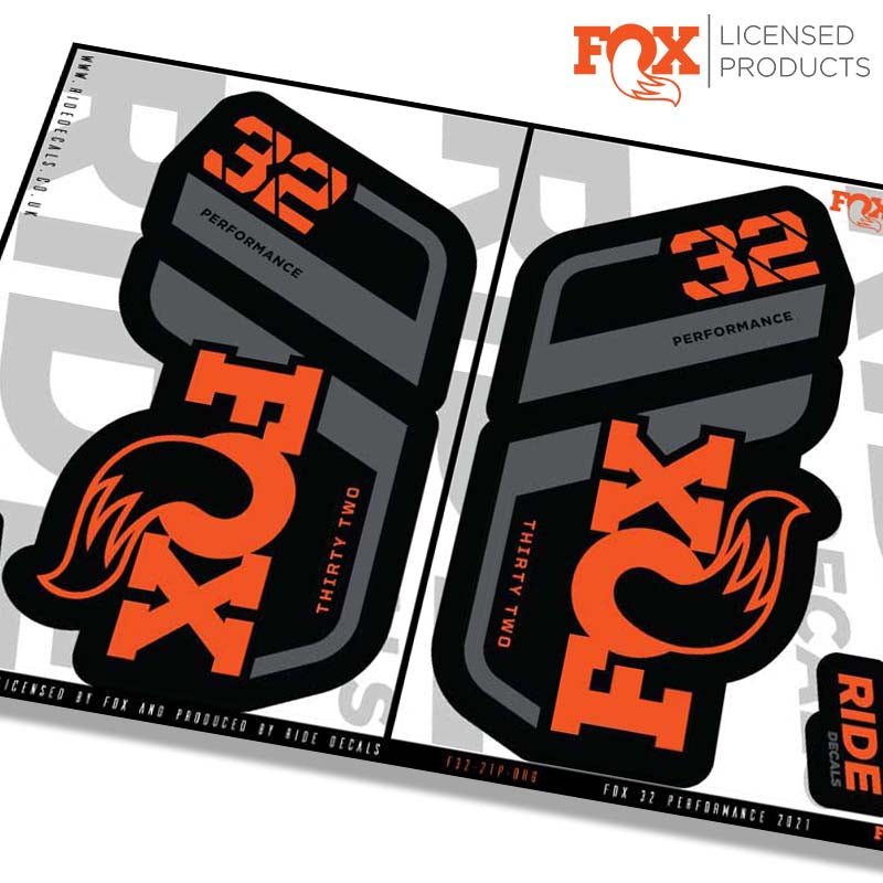 Fox 32 performance fork decals- orange- ride decals