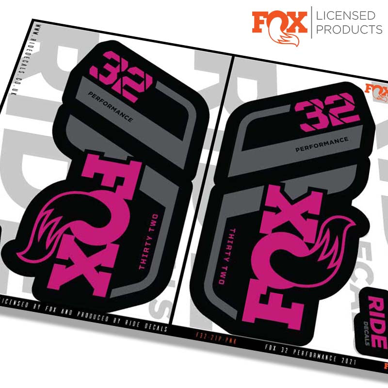 Fox 32 performance fork decals- pink- ride decals