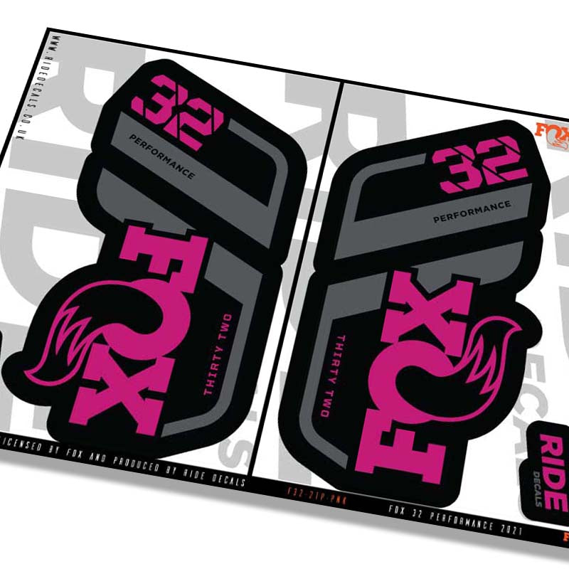 Fox 32 performance fork decals- pink- ride decals