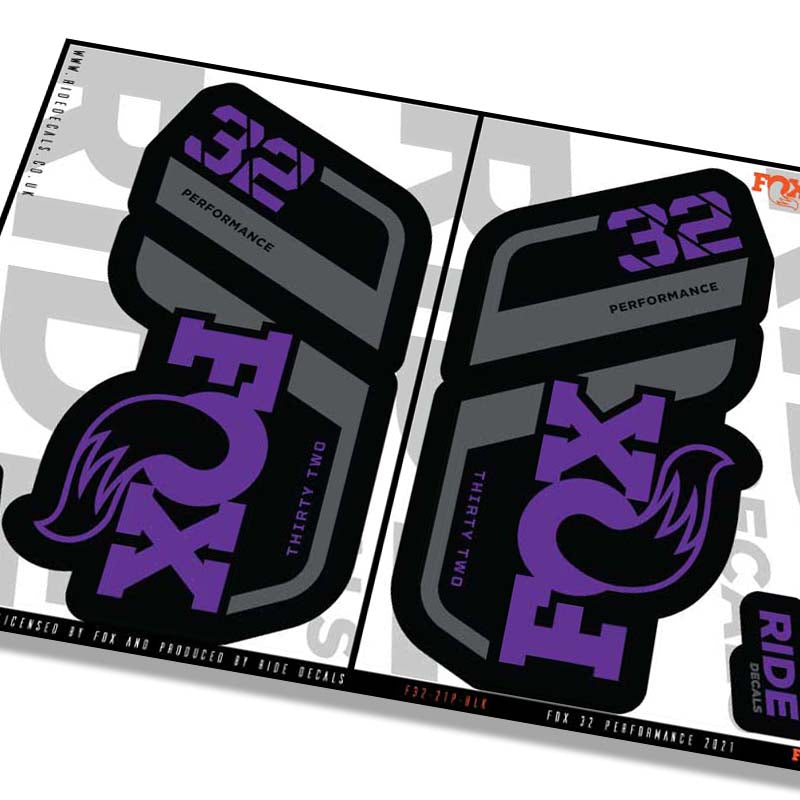 Fox 32 performance fork decals- purple- ride decals