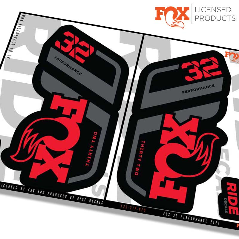 Fox 32 performance fork decals- red- ride decals