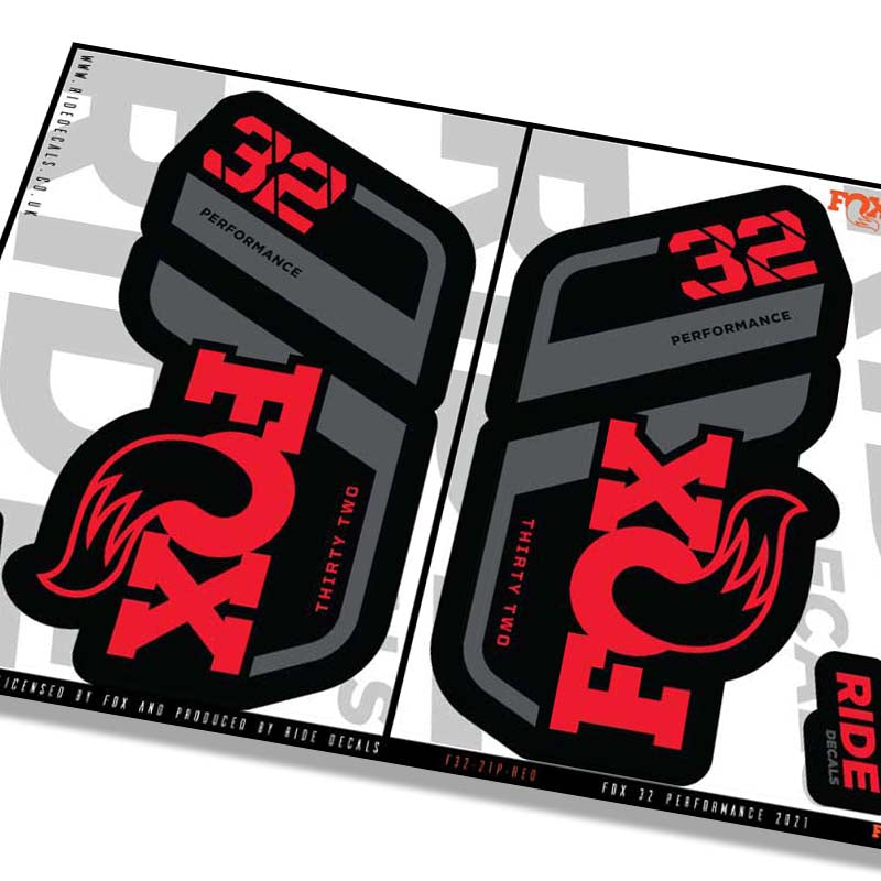 Fox 32 performance fork decals- red- ride decals