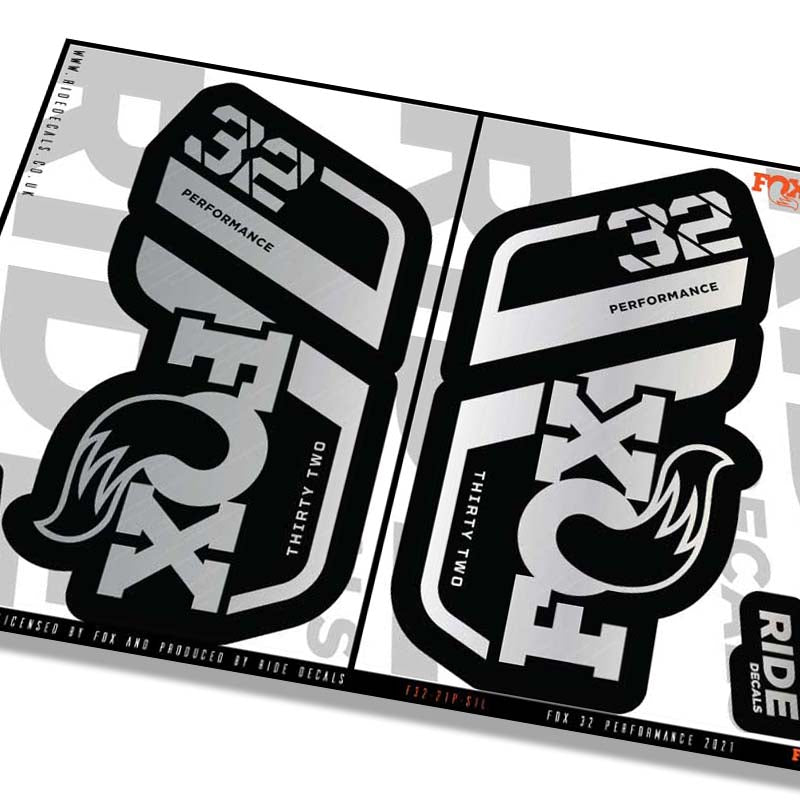 Fox 32 performance fork decals- silver- ride decals